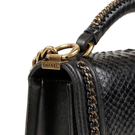 chanel python boy bag with handle|Chanel le boy python bag.